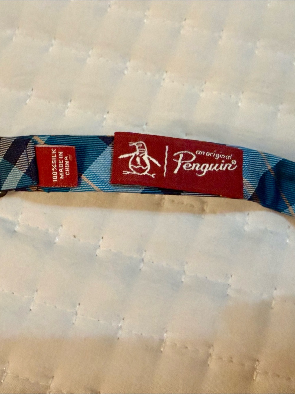 Original Penguin Blue Geometric Silk Tie with Red Label